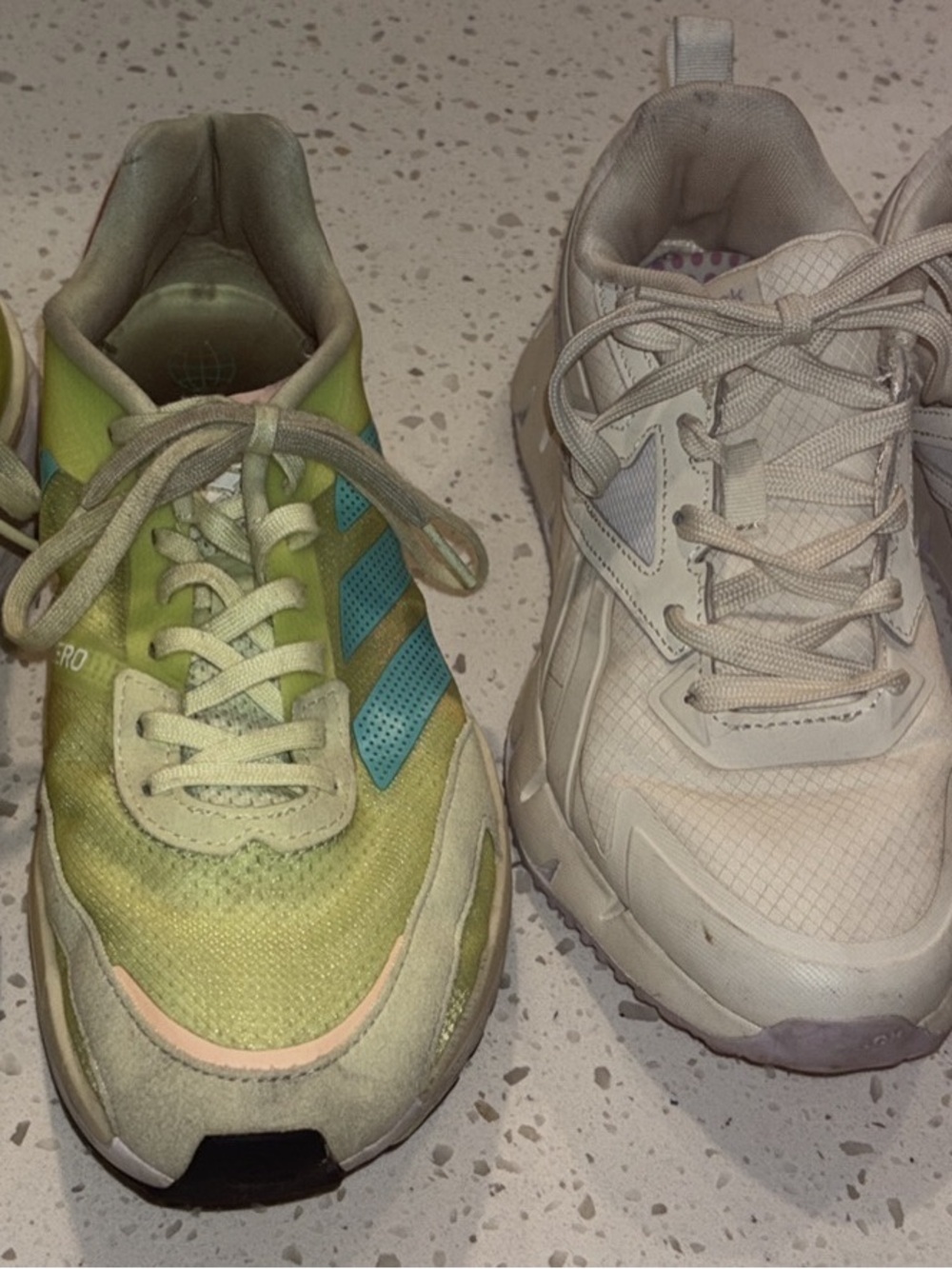 Pair Athletic Sneakers - Lime Green & White